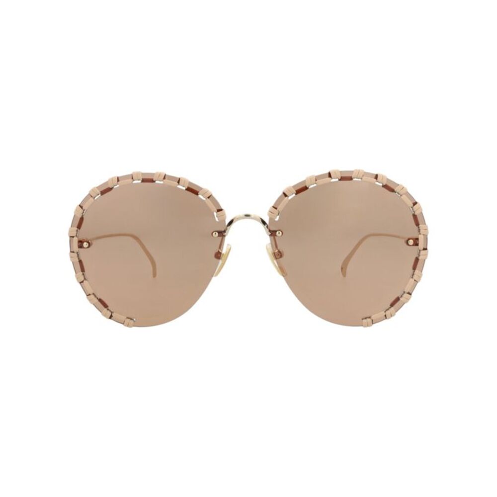 Chloé Round-Frame Metal Sunglasses Gold Womens